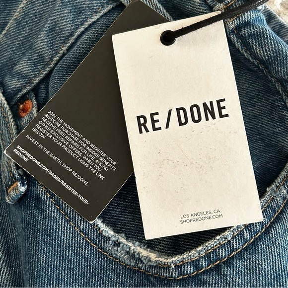 Re/Done 80’s Peg Leg Jeans Medium Wash size 29 Buttonfly - Picture 5 of 8